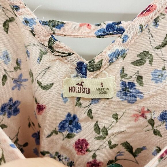 Hollister Juniors Size Small Floral Print Bell Sleeve Woven Blouse in Pink 2525 - Picture 6 of 7
